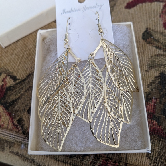 Jewelry Gold Dangling Leaf Earrings Poshmark